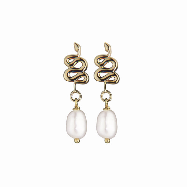 SNAKE STUDS WITH PEARL